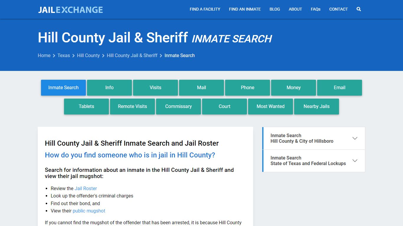 Hill County Jail & Sheriff Inmate Search - Jail Exchange
